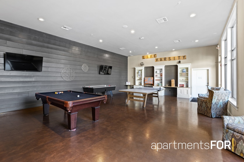 a pool table in a room