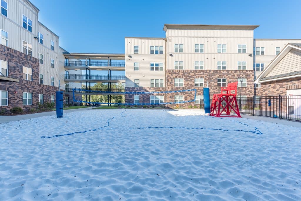 a playground in the middle of a courtyard