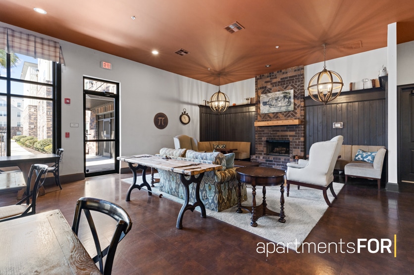 a room with a fireplace and a couch